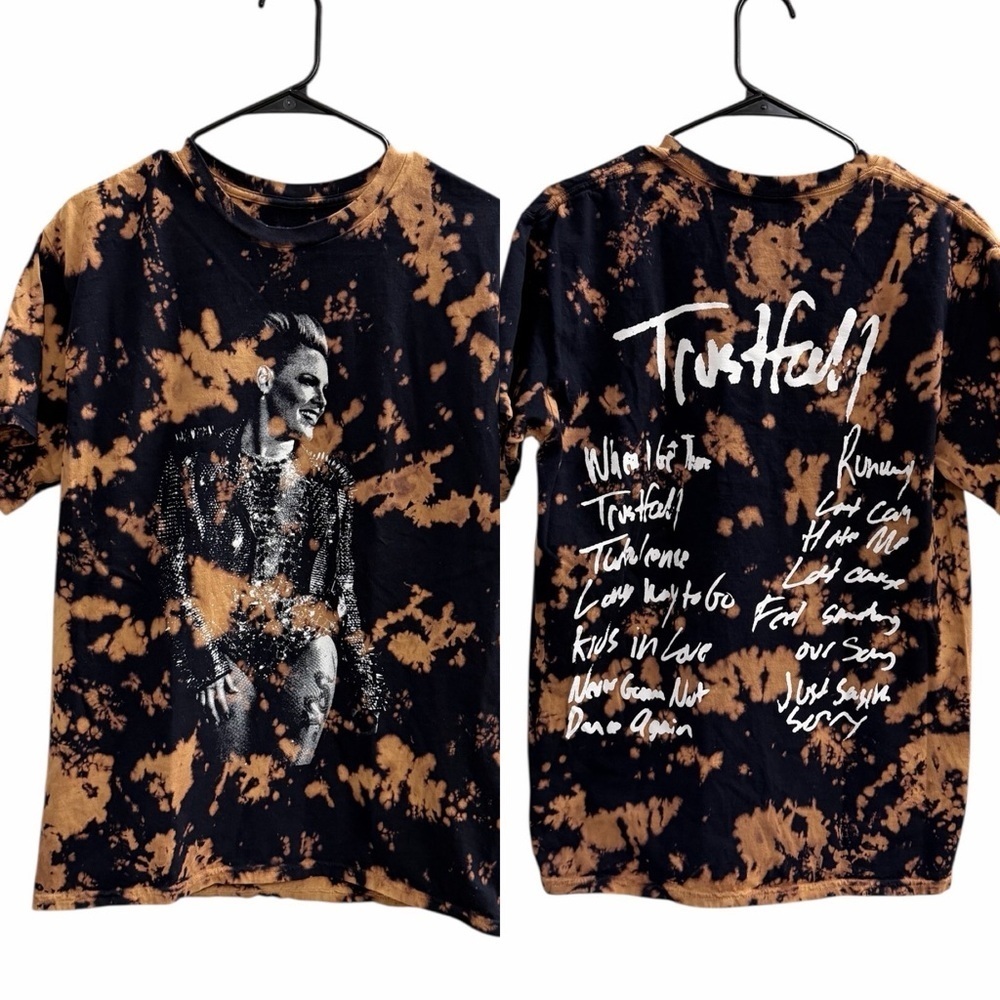 PINK P!NK Trustfall Black and Orange Graphic Tee Size Small